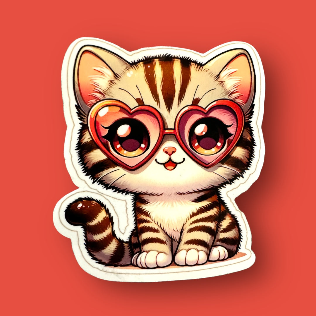 Heart Eyes Cat Sticker - Love Glasses Revolution Main image