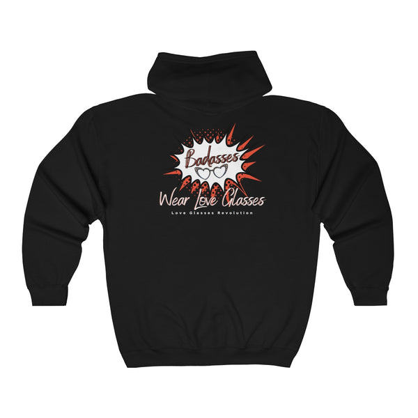 Badasses Wear Love Glasses Unisex Heavy Blend™ Full Zip Hooded Sweatshirt - Love Glasses Revolution