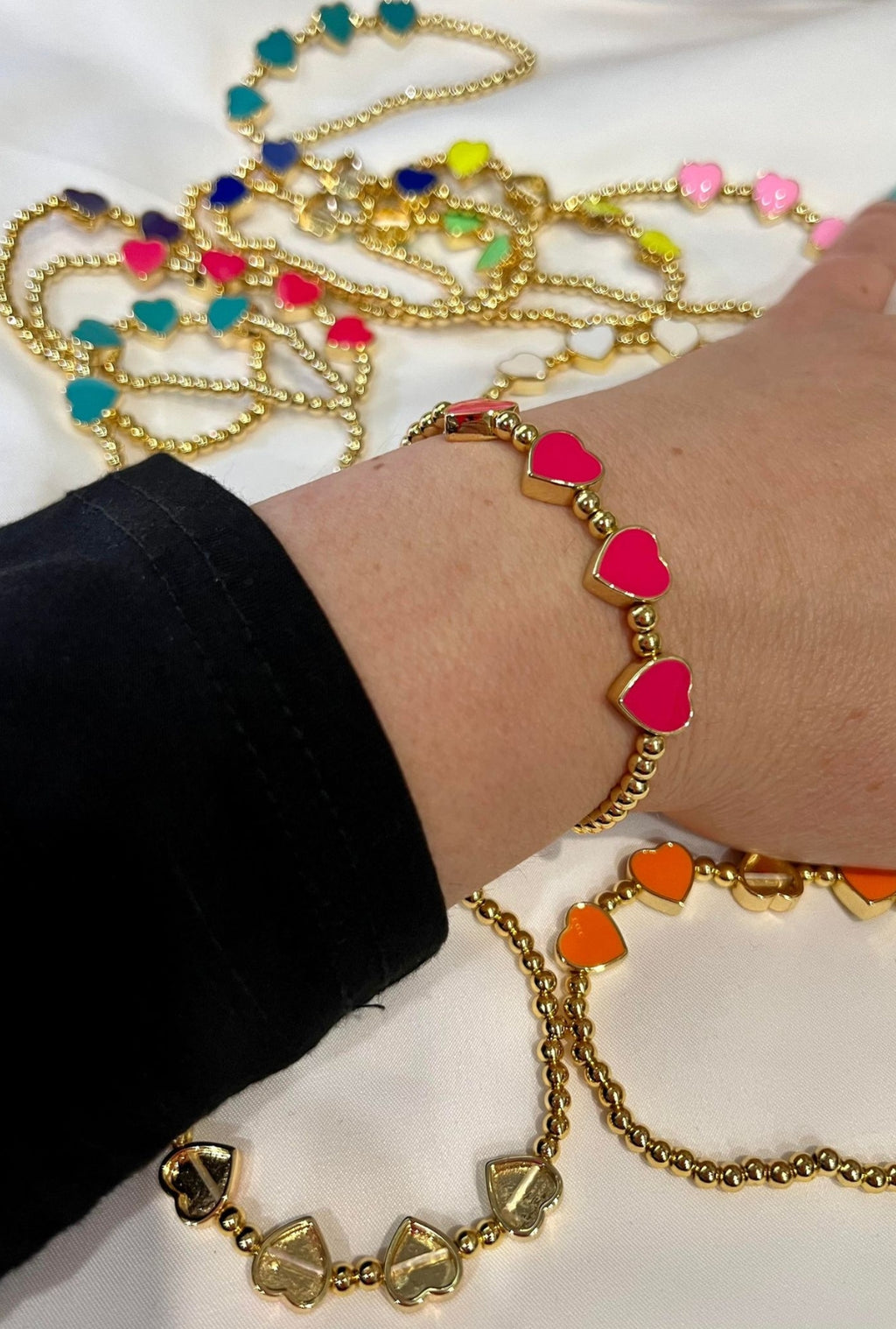 Brass & Enamel Hearts stretch bracelet - Love Glasses Revolution