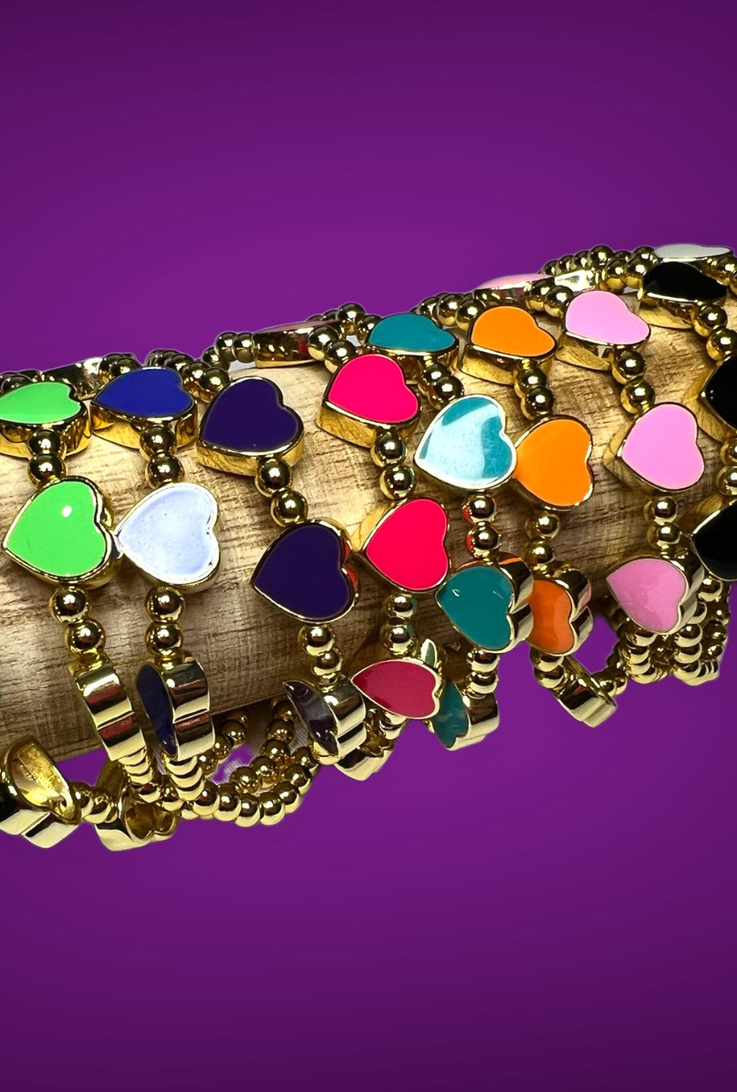 Brass & Enamel Hearts stretch bracelet - Love Glasses Revolution