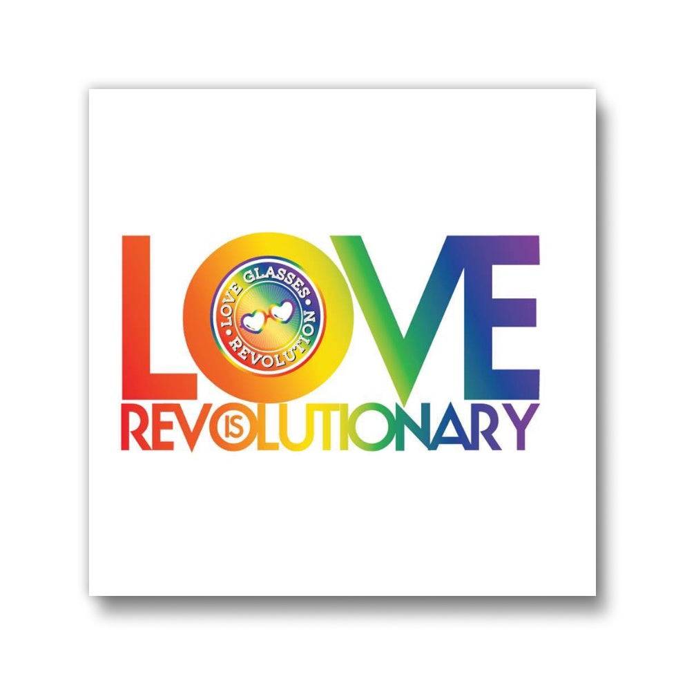 1.5 " Love is Revolutionary Square Button - Love Glasses Revolution Main image