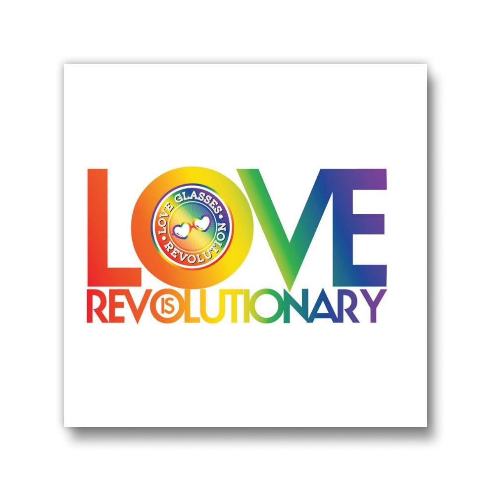 1.5 " Love is Revolutionary Square Button - Love Glasses Revolution