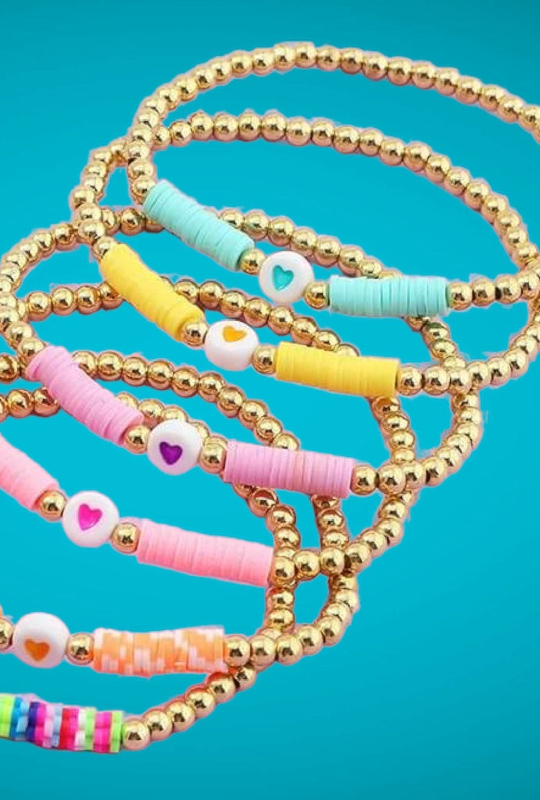 Polymer Clay heart bead stretchy bracelets - Love Glasses Revolution