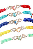 String Triple Heart Crystal Pendant Bracelet - Love Glasses Revolution