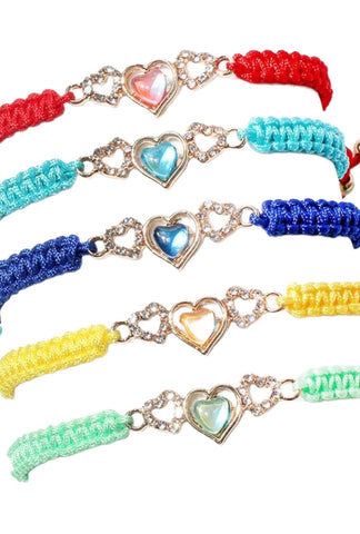 String Triple Heart Crystal Pendant Bracelet - Love Glasses Revolution