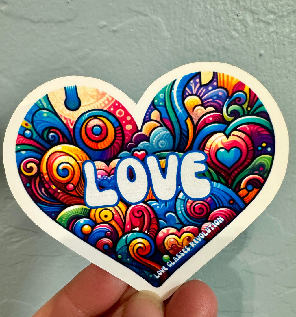 Modern Heart Love Glasses Revolution Vinyl Waterproof Sticker - Love Glasses Revolution