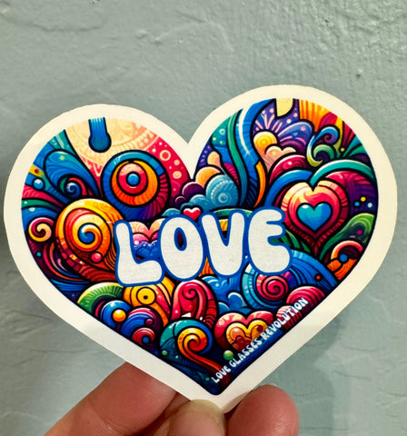 Modern Heart Love Glasses Revolution Vinyl Waterproof Sticker - Love Glasses Revolution