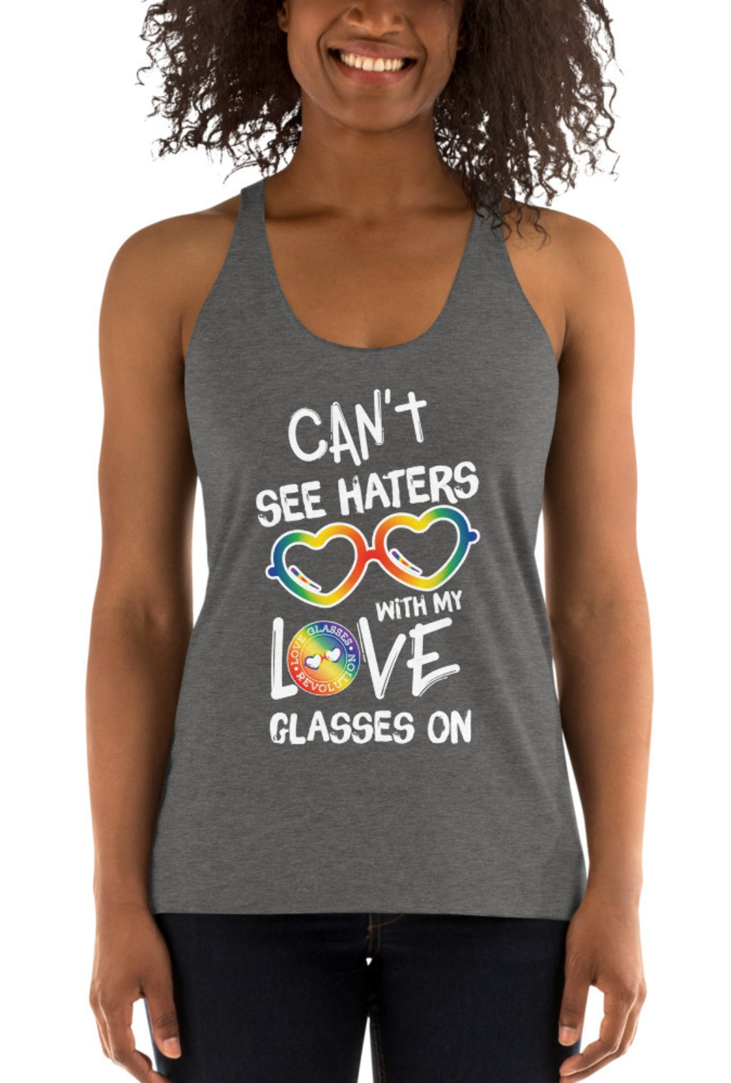 Can't see haters with my love glasses on Women's Racerback Tank - Love Glasses Revolution